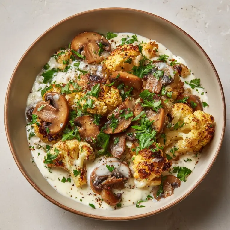 Garlic Mushrooms Cauliflower Skillet Easy One-Pan Meal Recipe