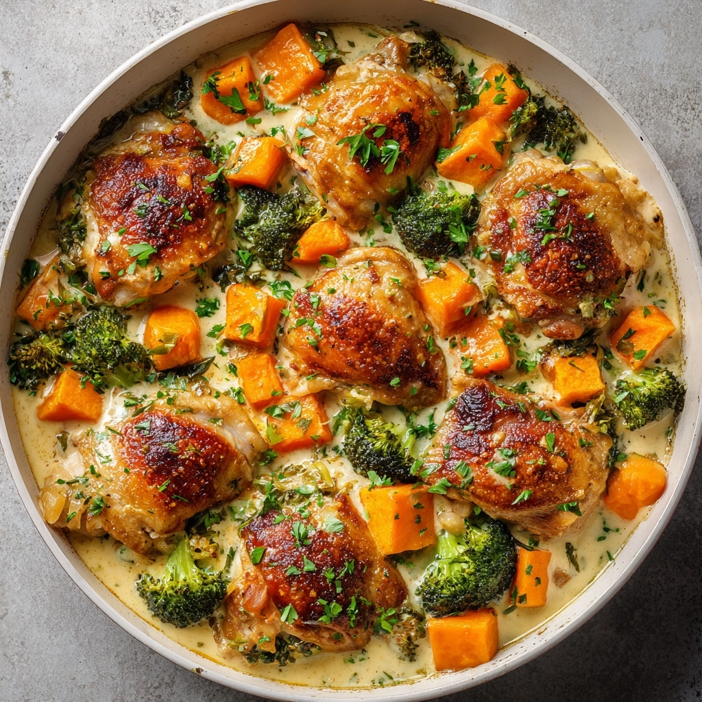 Creamy Garlic Chicken & Vegetables Recipe - Recipe Image