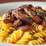 Sticky Honey Garlic Steak and Rotini Recipe