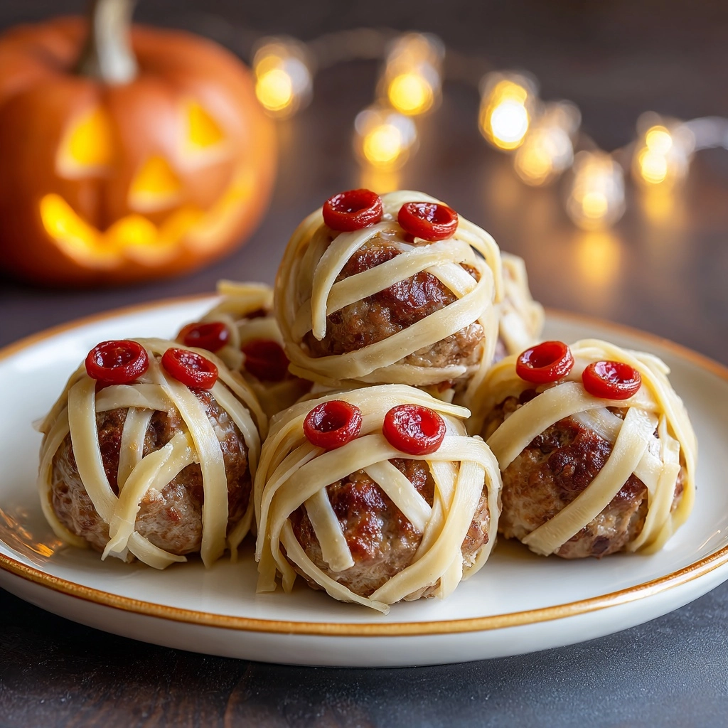 Easy Halloween Mummy Meatballs for Party Fun Recipe - Recipe Image