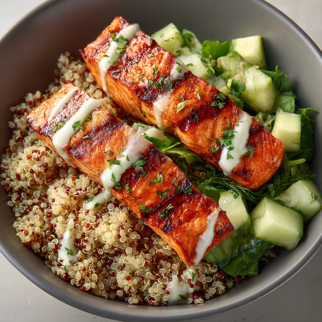 Honey Harissa Salmon Quinoa Bowls Recipe