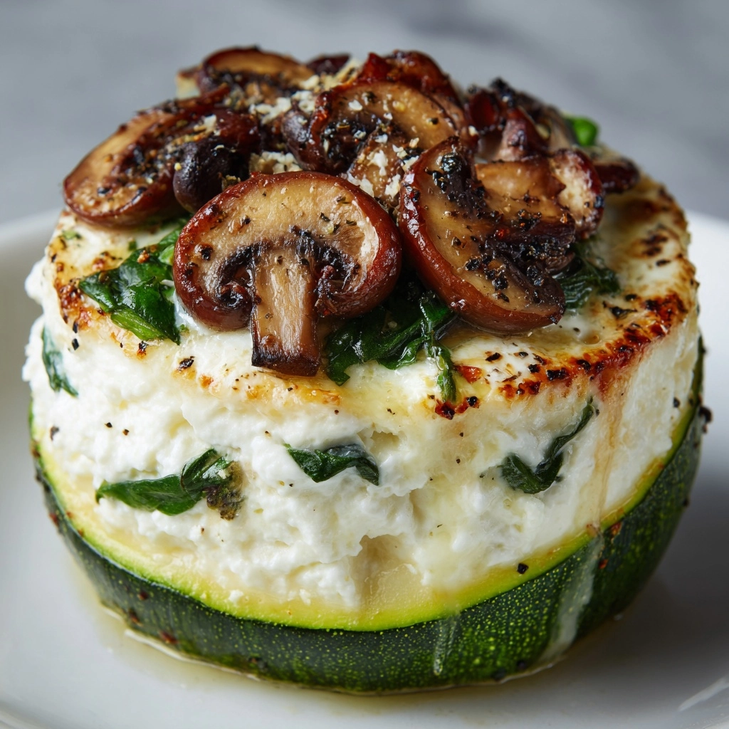 Spinach, Mushroom, and Ricotta Stuffed Zucchini Recipe - Recipe Image