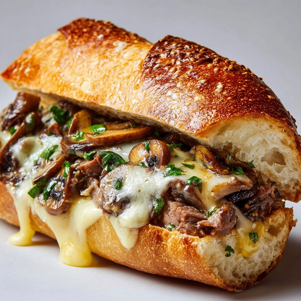 Philly Cheese Steak Sandwich with Mushrooms Recipe - Recipe Image