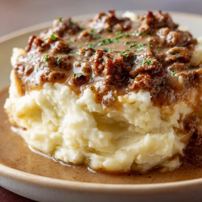Ground Beef and Gravy Over Mashed Potatoes Recipe