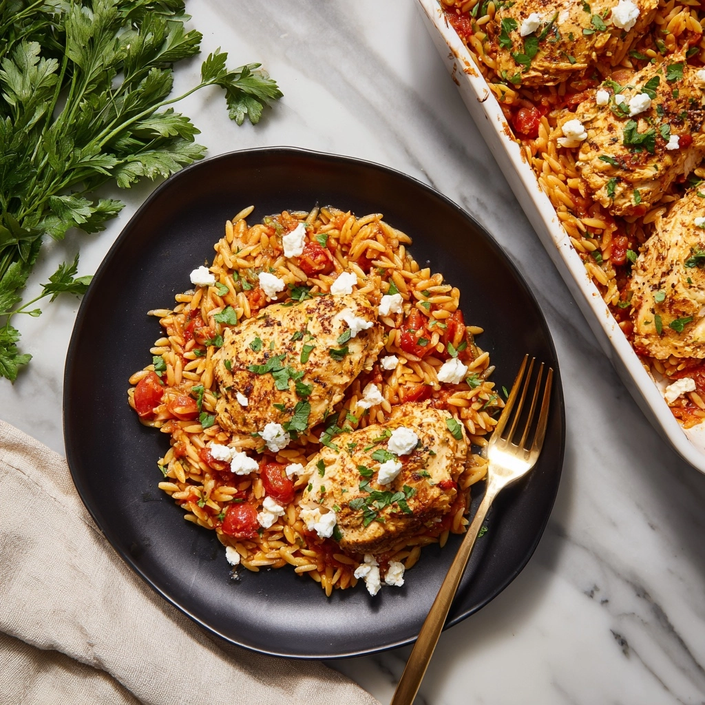 Greek Chicken Orzo Bake Recipe - Recipe Image