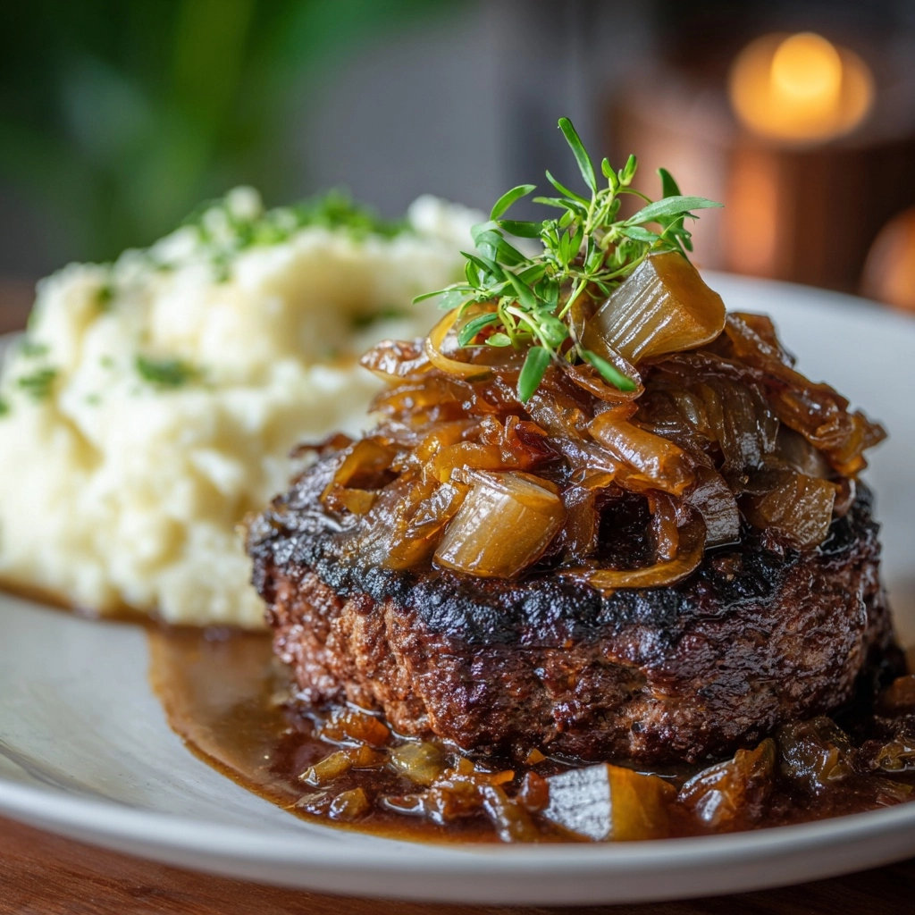 Salisbury Steak with Onion Gravy Recipe - Recipe Image