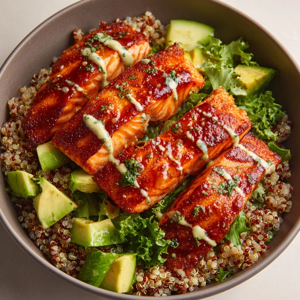 Honey Harissa Salmon Quinoa Bowls Recipe - Recipe Image