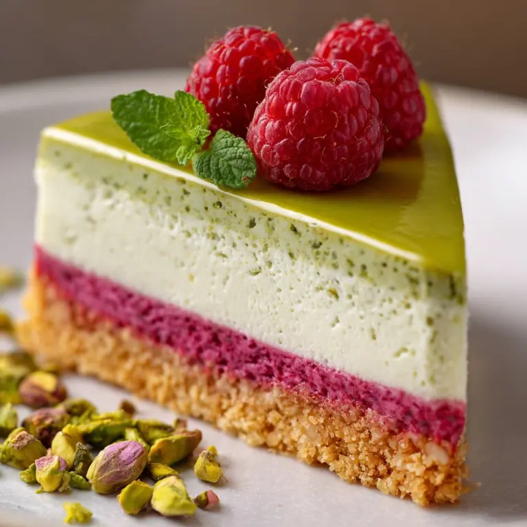 Elegant Pistachio Raspberry Crunch Cheesecake Recipe