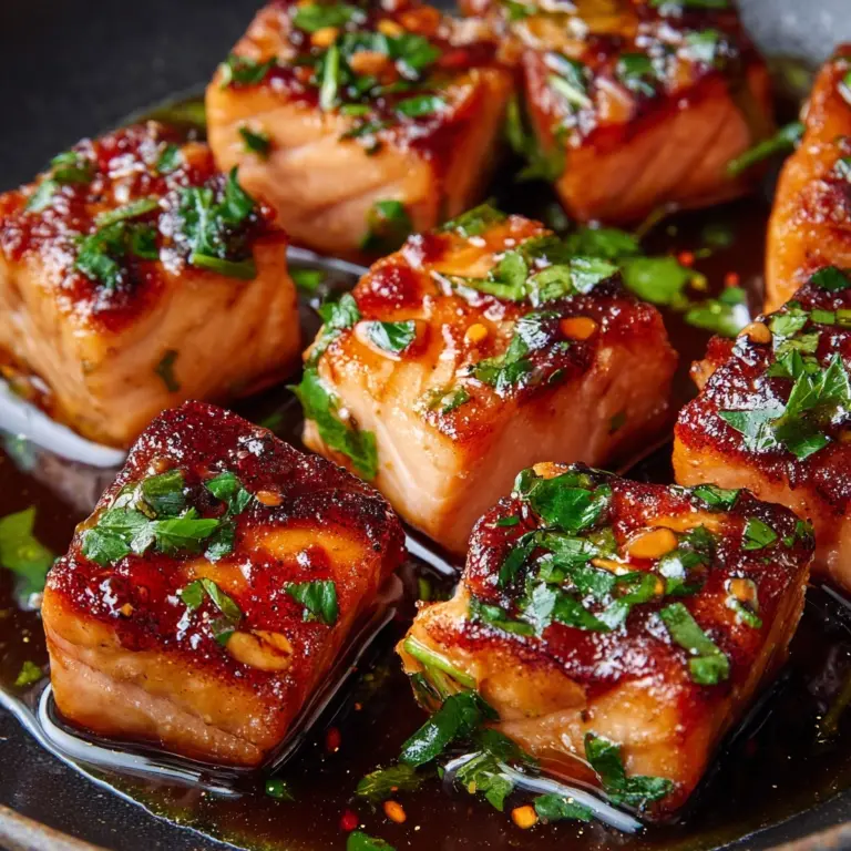 Honey Butter Garlic Glazed Salmon Bites Recipe