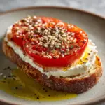 Ricotta & Tomato Toast with Sesame Seeds & Olive Oil Recipe