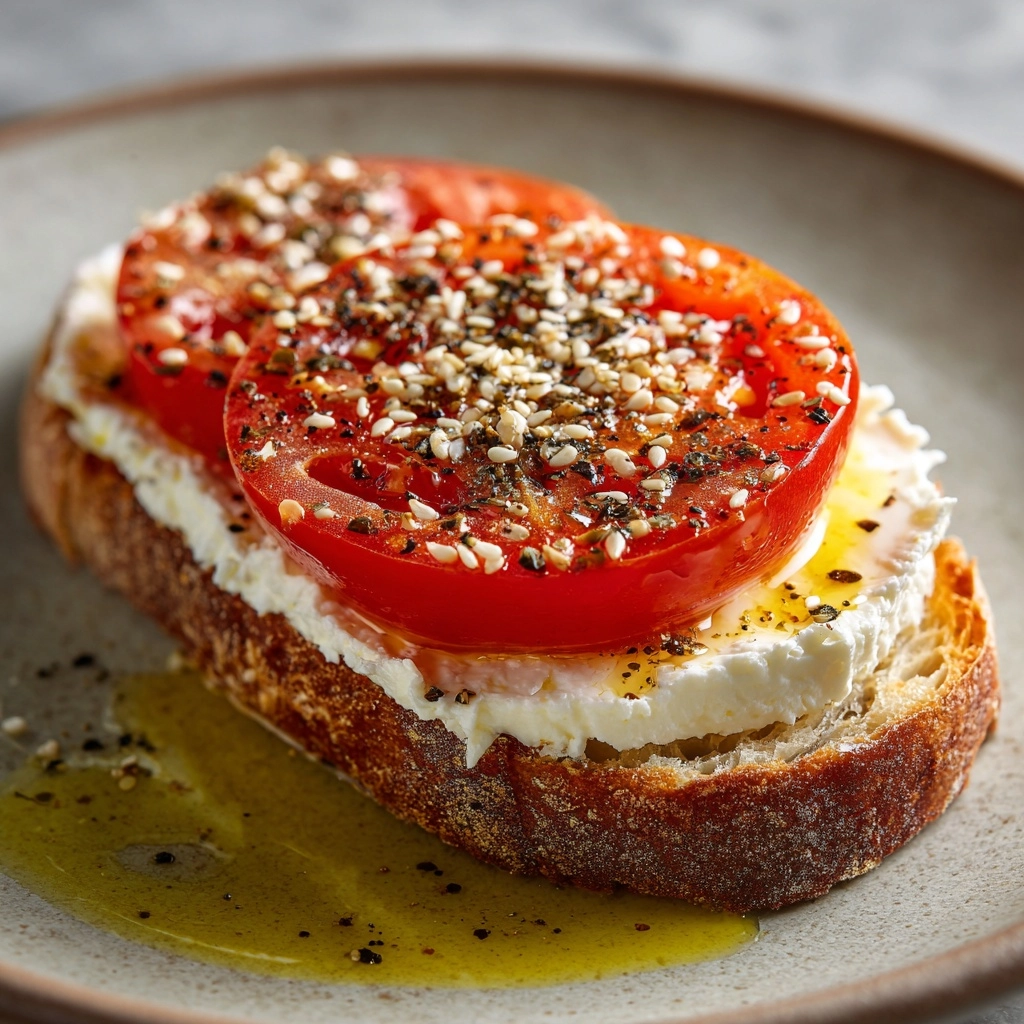 Ricotta & Tomato Toast with Sesame Seeds & Olive Oil Recipe