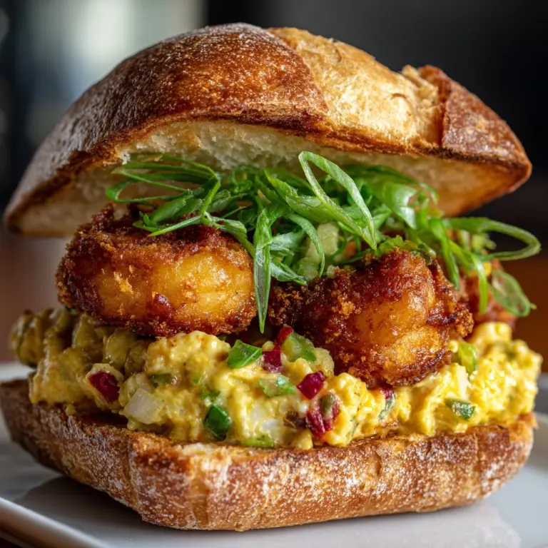 Crispy Fried Shrimp Burger with Homemade Sauce Recipe