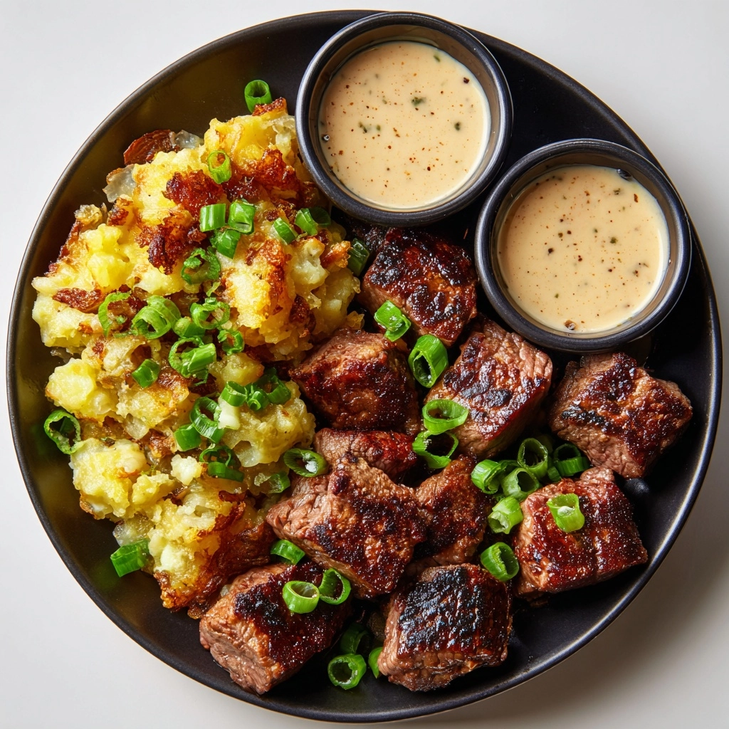 Garlic Butter Steak Bites and Smashed Potatoes Recipe - Recipe Image