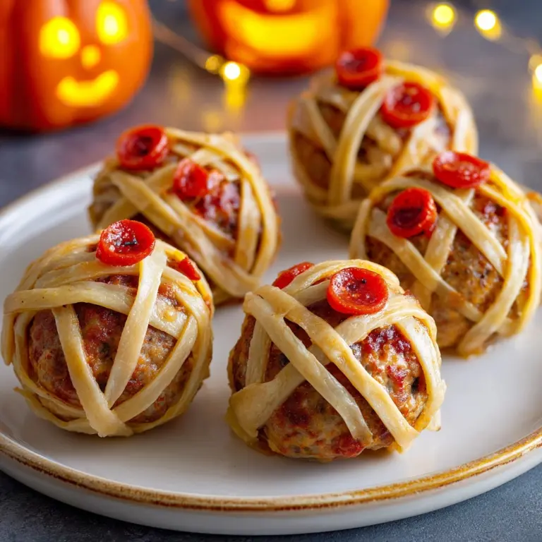 Easy Halloween Mummy Meatballs for Party Fun Recipe