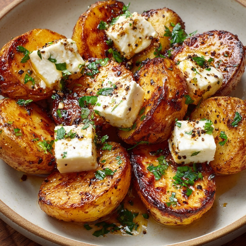 Roasted Potatoes with Baked Feta and Garlic Recipe
