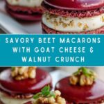 Savory Beet Macarons with Goat Cheese & Walnut Crunch Recipe