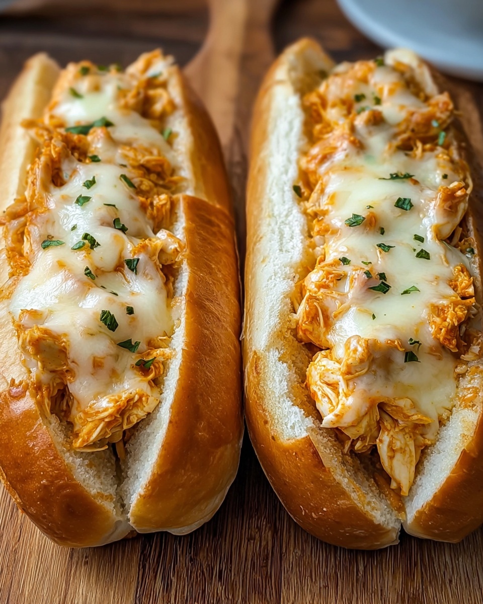 Buffalo Chicken Stuffed Cheesy Bread Subs Recipe - Recipe Image