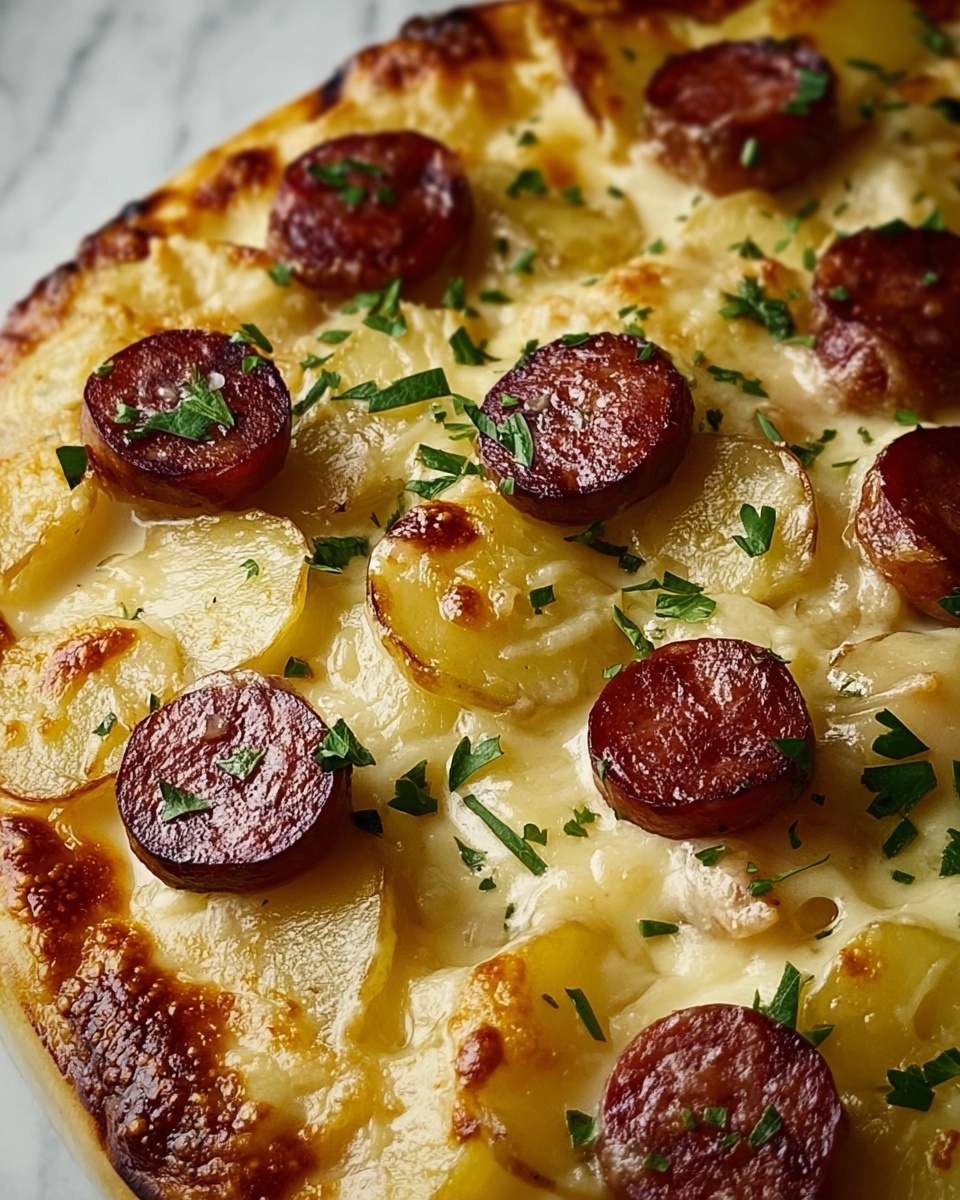 Kielbasa Sausage Cheesy Potato Casserole Recipe - Recipe Image
