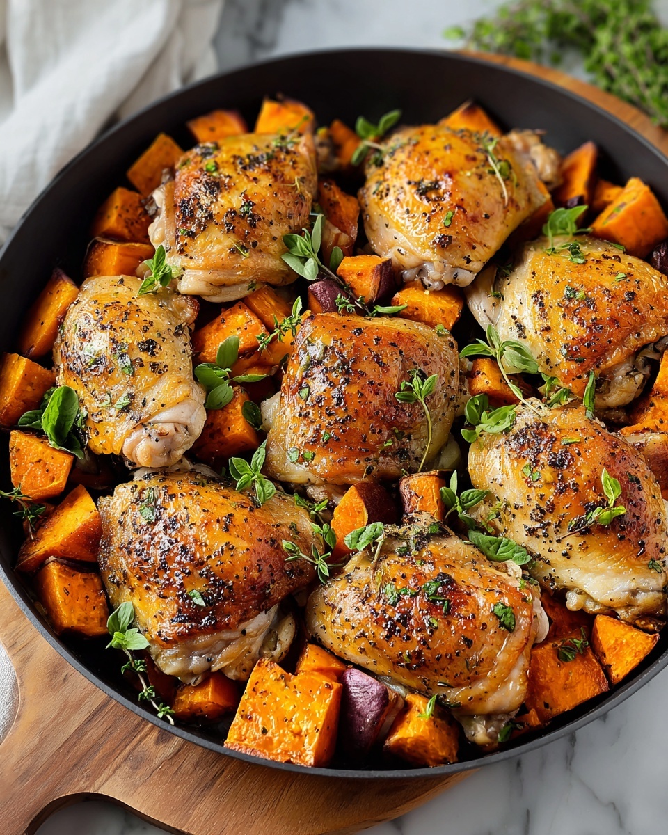 One-Pan Chicken and Sweet Potato Skillet Recipe - Recipe Image