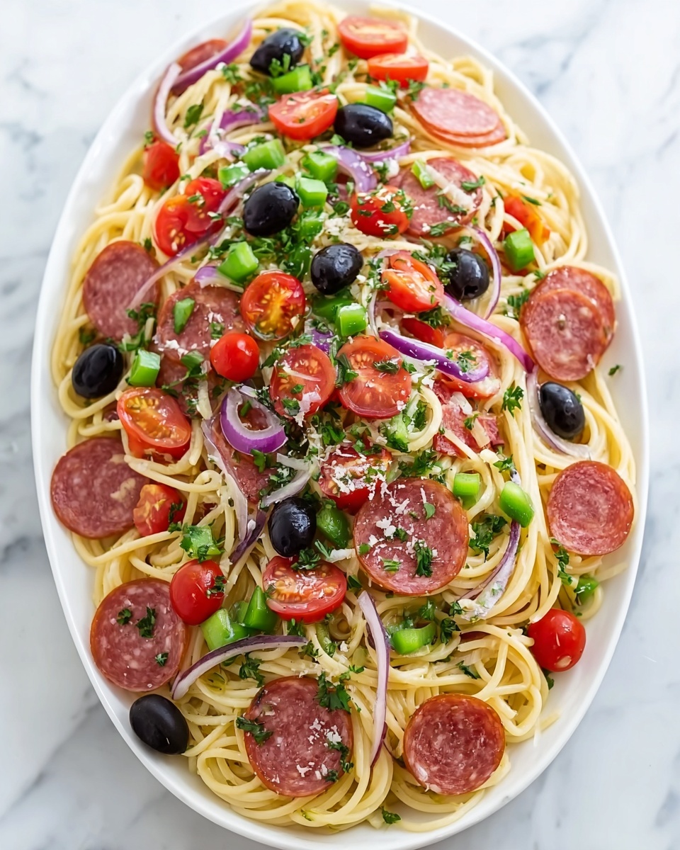 Summer Italian Spaghetti Salad Recipe - Recipe Image