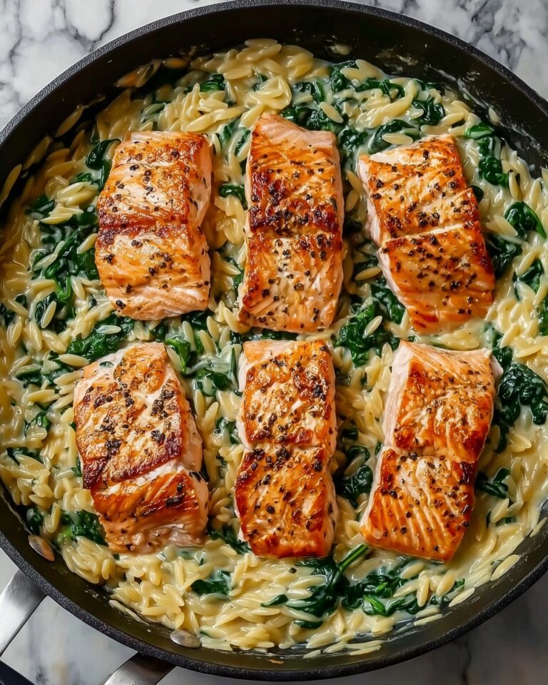 One Skillet Salmon with Lemon Orzo Recipe