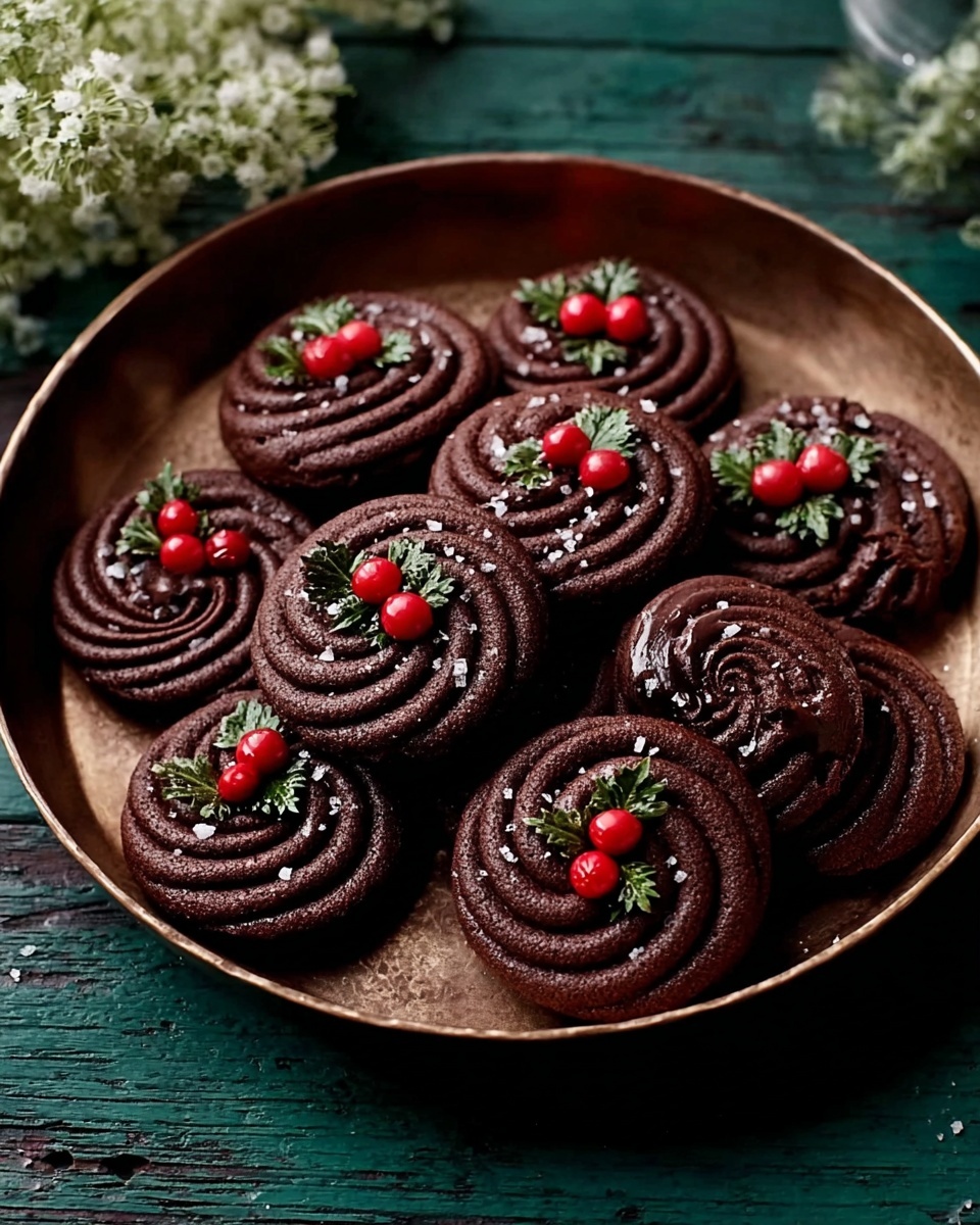 Piped Chocolate Butter Cookies with Maraschino Cherries and Espresso Recipe - Recipe Image