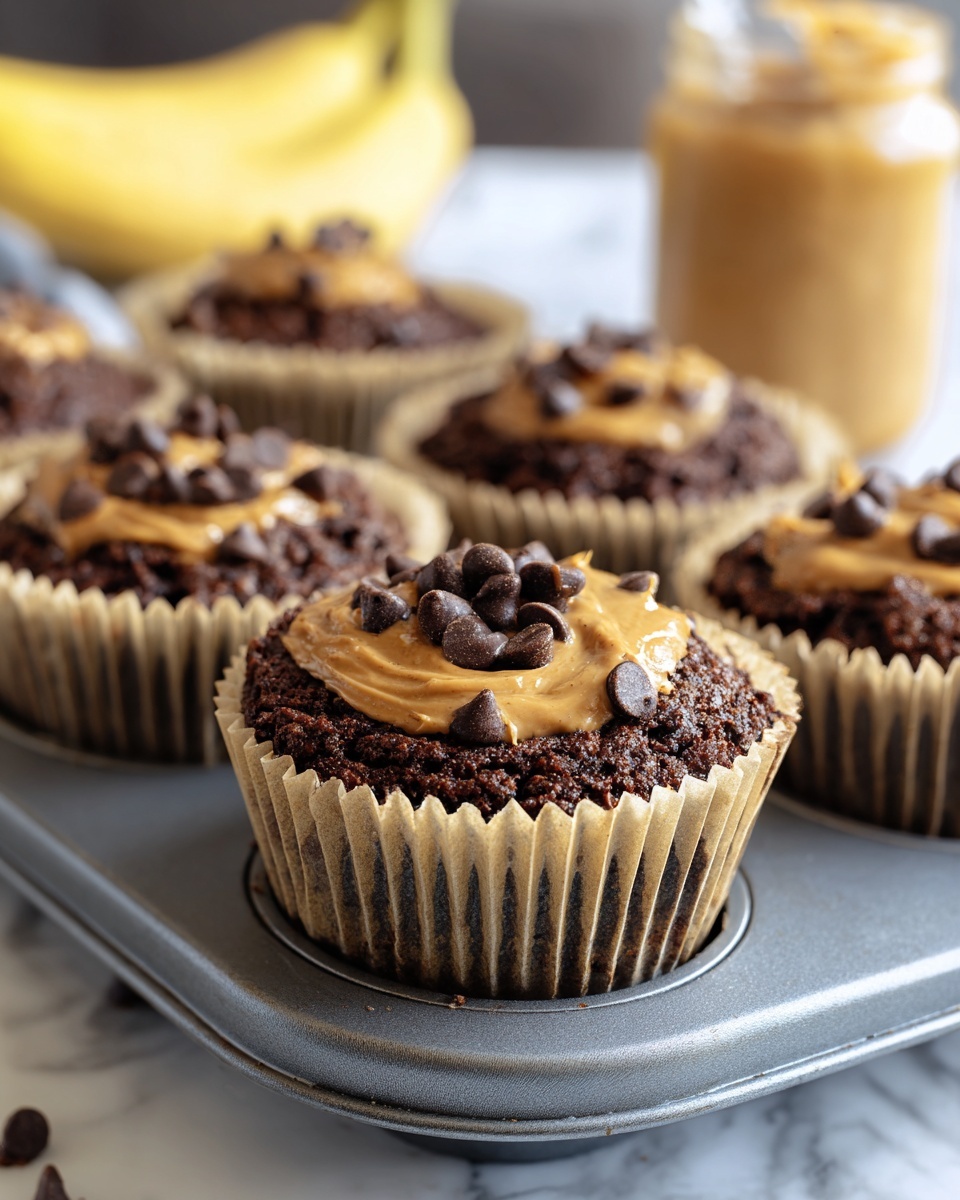 Chocolate Peanut Butter Banana Muffins Recipe - Recipe Image