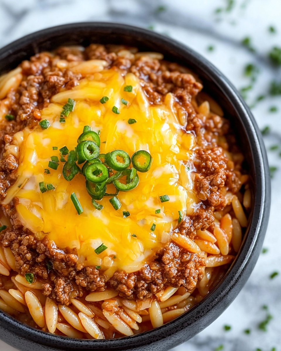One-Pot Cheeseburger Orzo Skillet Recipe - Recipe Image