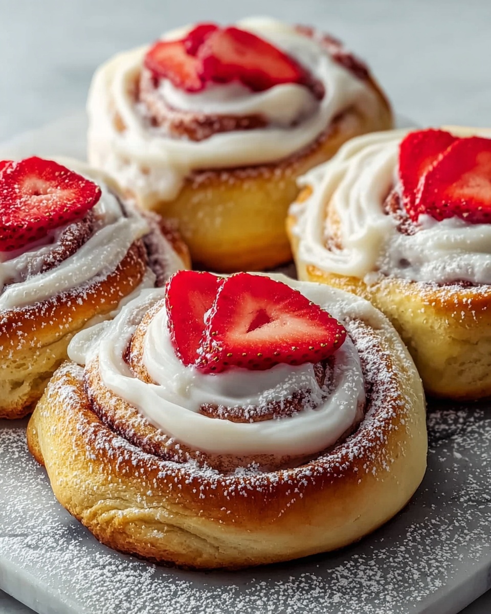 Strawberry and Cream Cinnamon Rolls with Strawberry Filling Recipe - Recipe Image