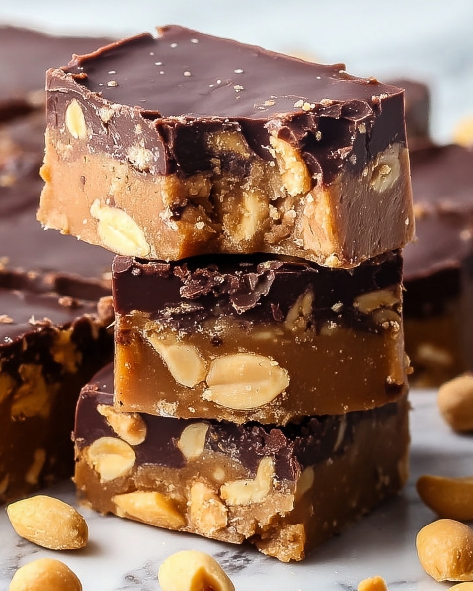 No Bake Chocolate Peanut Butter Protein Bars Recipe - Recipe Image