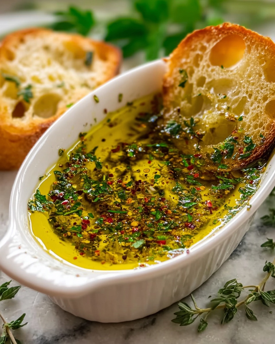 Olive Oil Dip with Warm Crusty Bread Recipe - Recipe Image