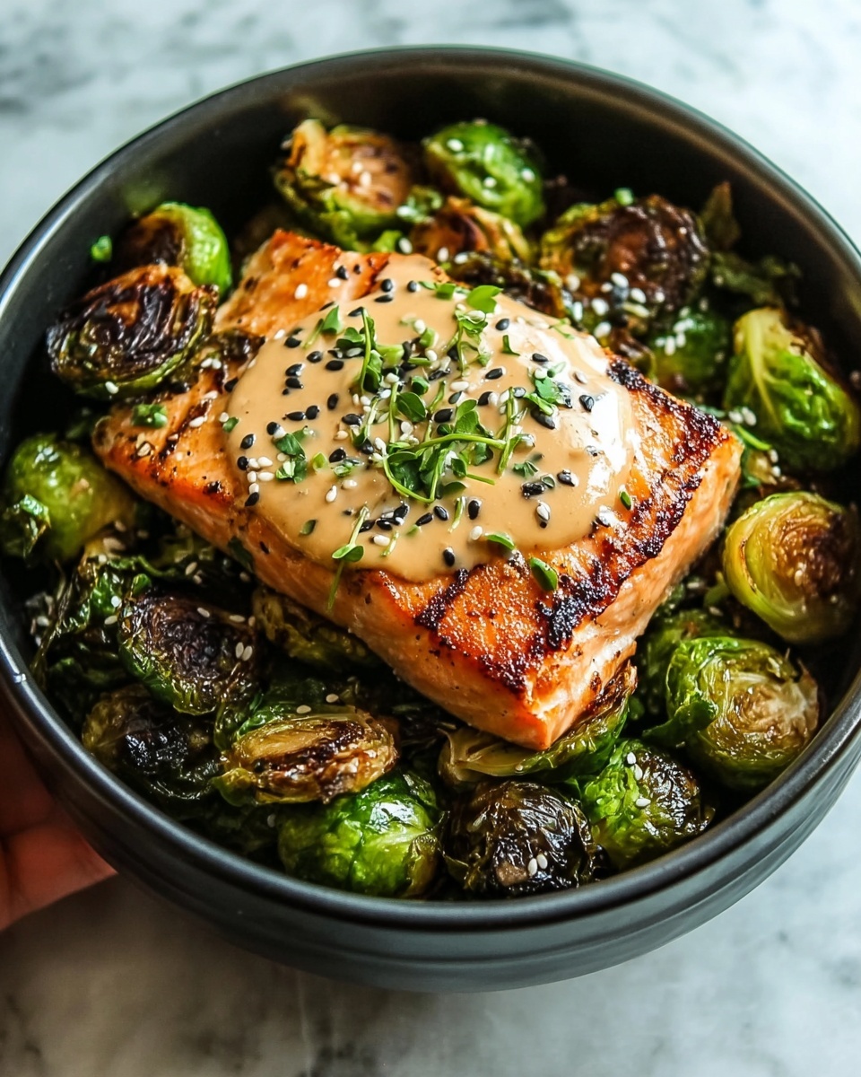 Teriyaki Salmon Bowls with Crispy Brussels Sprouts Recipe - Recipe Image