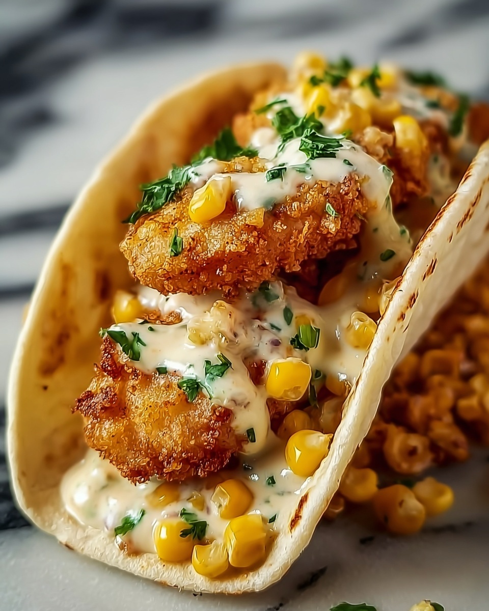 Fried Chicken Street Corn Tacos with Jalapeño Lime Ranch Recipe - Recipe Image