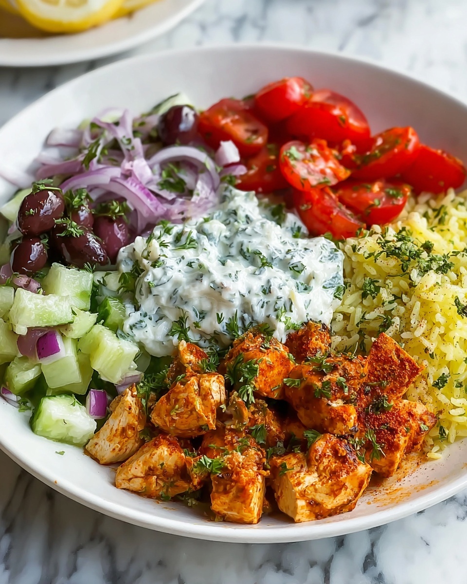 Instant Pot Chicken Souvlaki with Lemon Rice and Greek Salad Recipe - Recipe Image