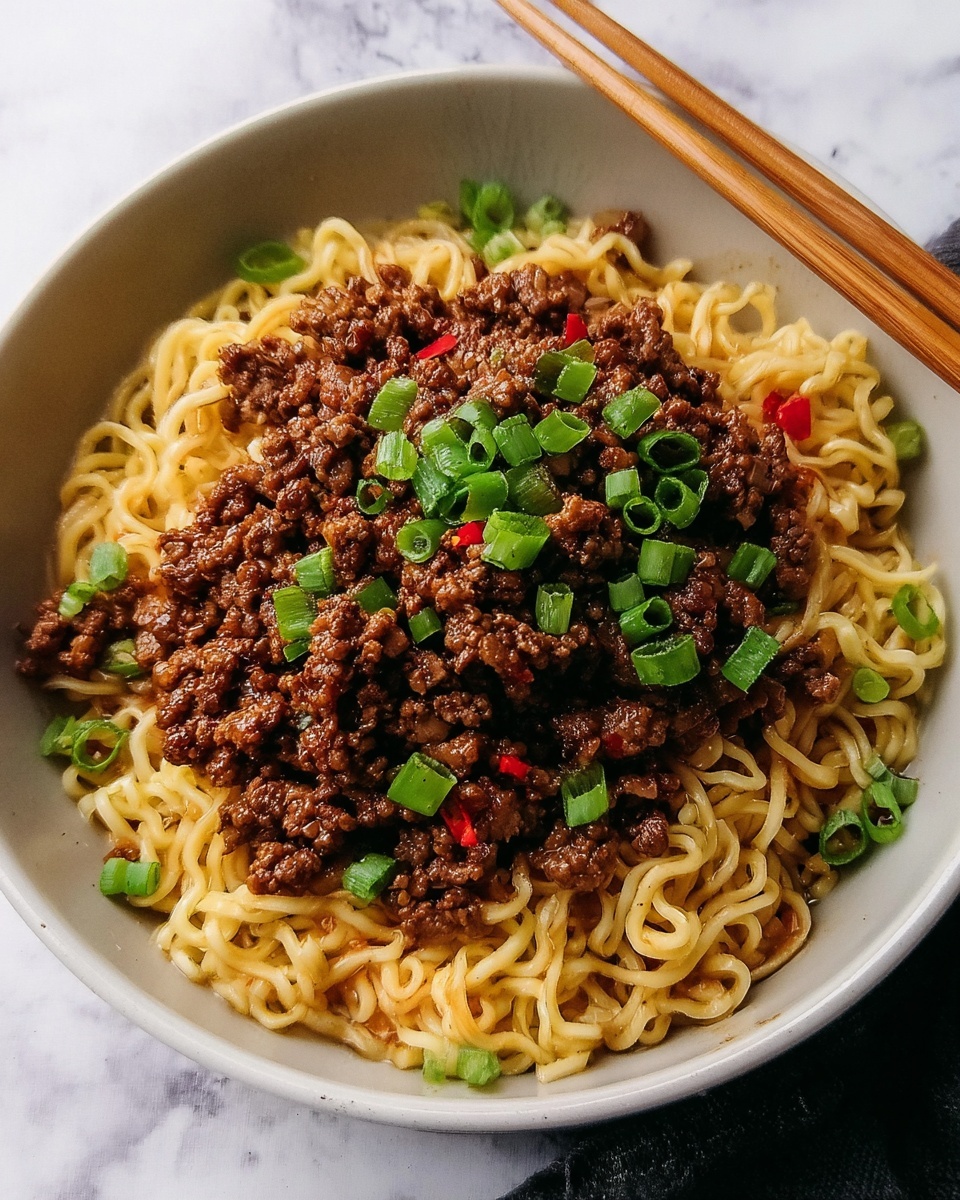 Mongolian Ground Beef Noodles Recipe - Recipe Image