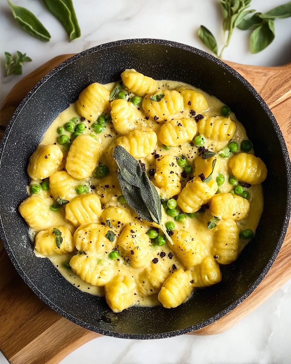 Gnocchi with Creamy Sage and Pea Sauce Recipe - Recipe Image