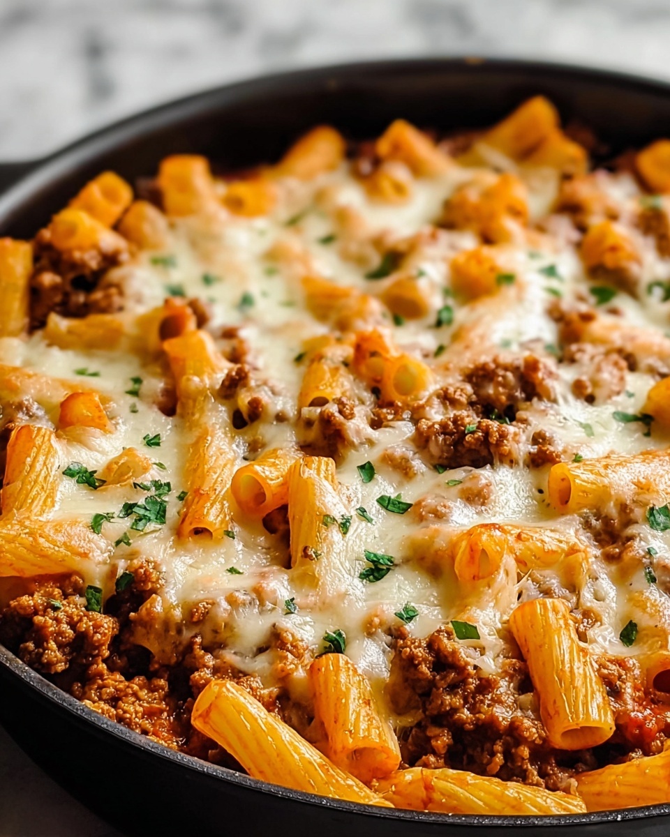 Cheesy Ground Beef Pasta Skillet Recipe - Recipe Image