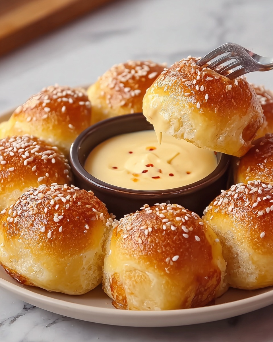 Pretzel Bites with Cheddar Cheese Sauce Recipe - Recipe Image