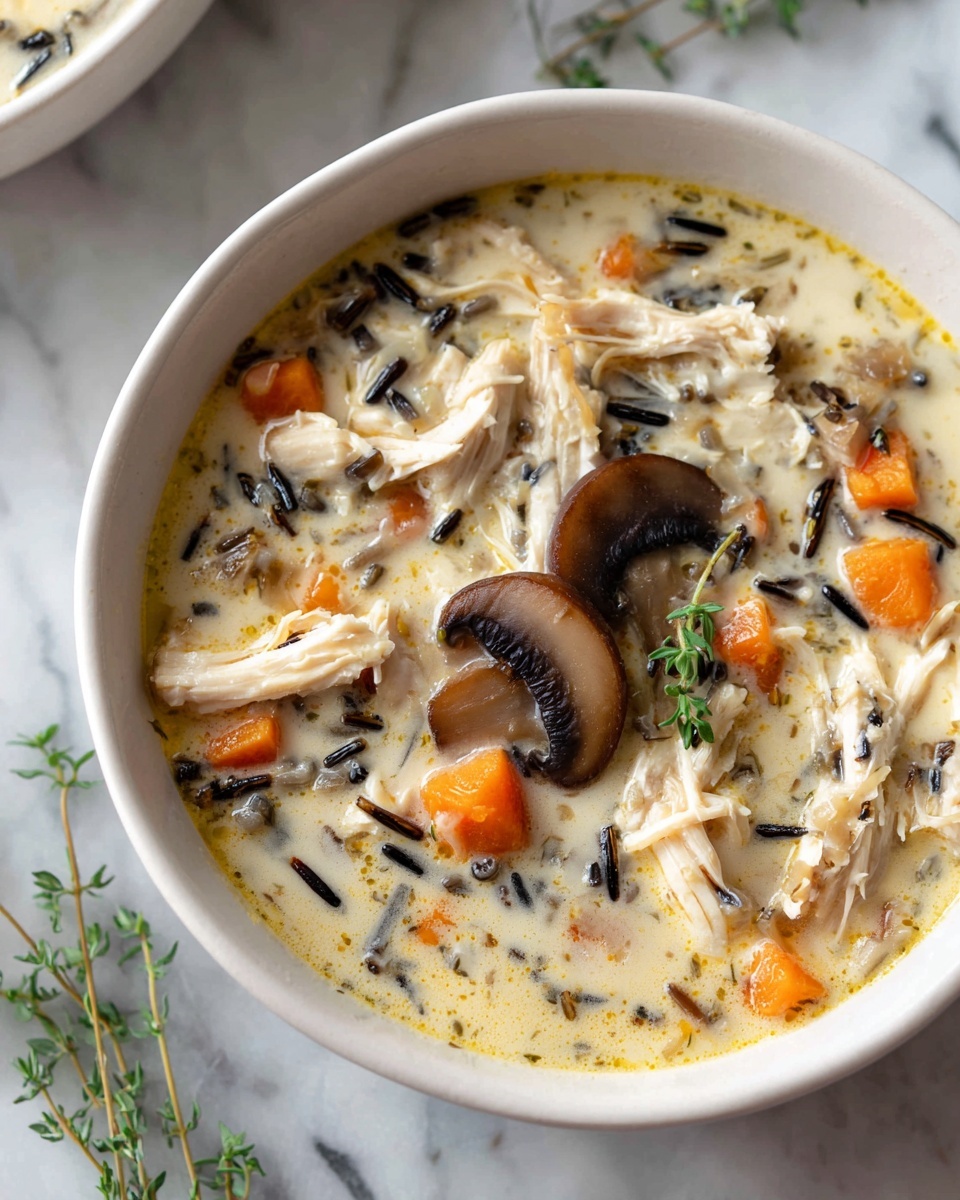 Creamy Mushroom Chicken and Wild Rice Soup Recipe - Recipe Image