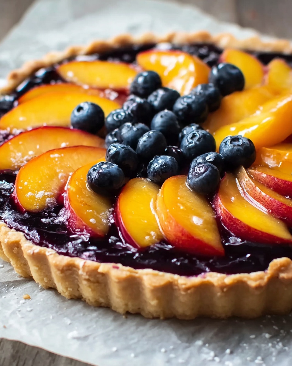 Easy Blueberry Peach Tart with Vanilla Glaze Recipe - Recipe Image
