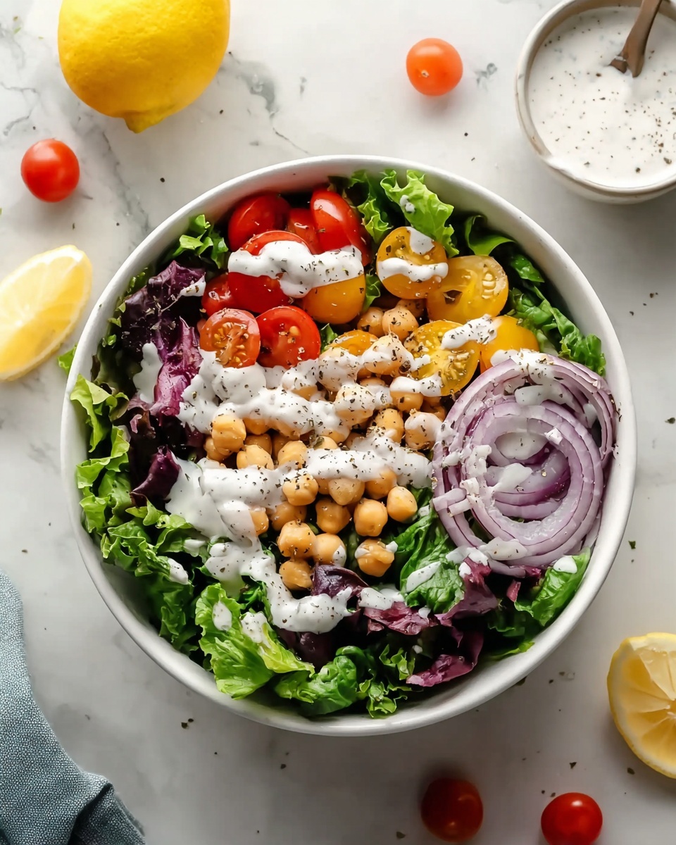 Green Salad with Lemon Tahini Dressing Recipe - Recipe Image