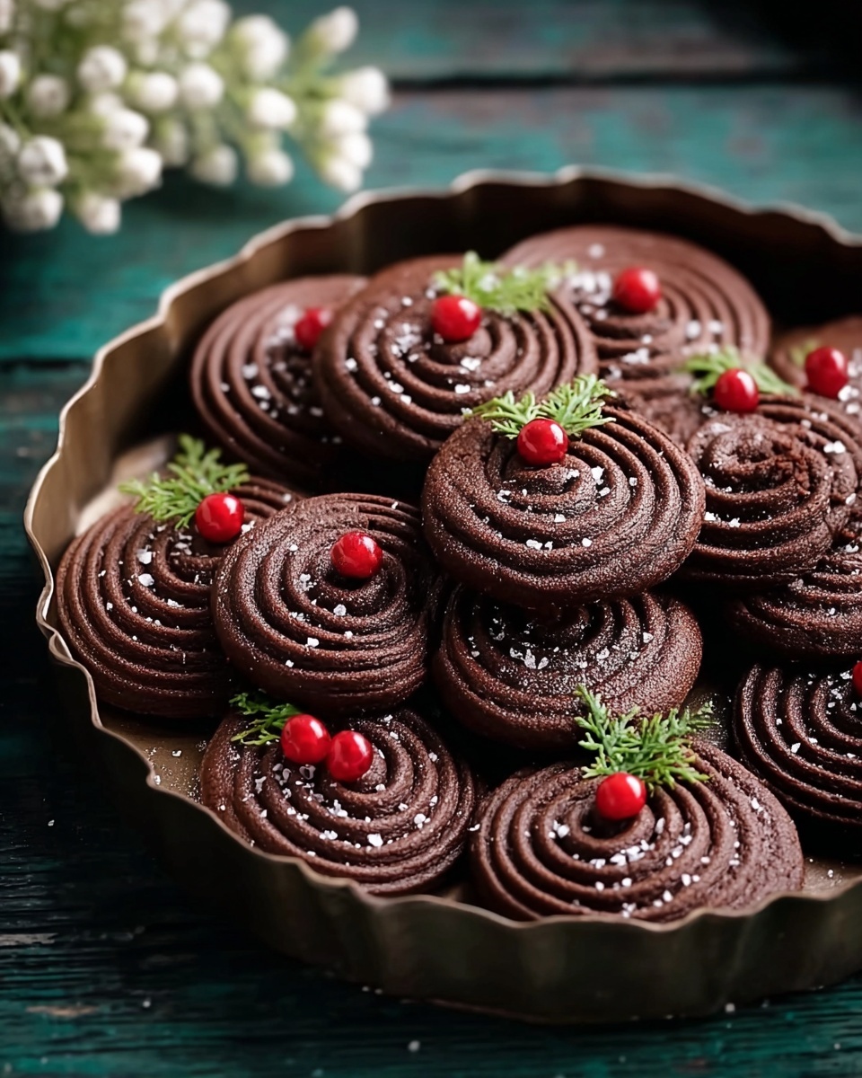 Piped Chocolate Butter Cookies with Maraschino Cherries and Espresso Recipe - Recipe Image