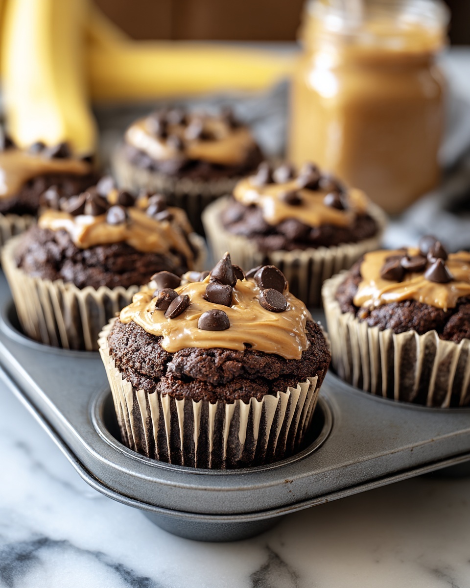 Chocolate Peanut Butter Banana Muffins Recipe - Recipe Image
