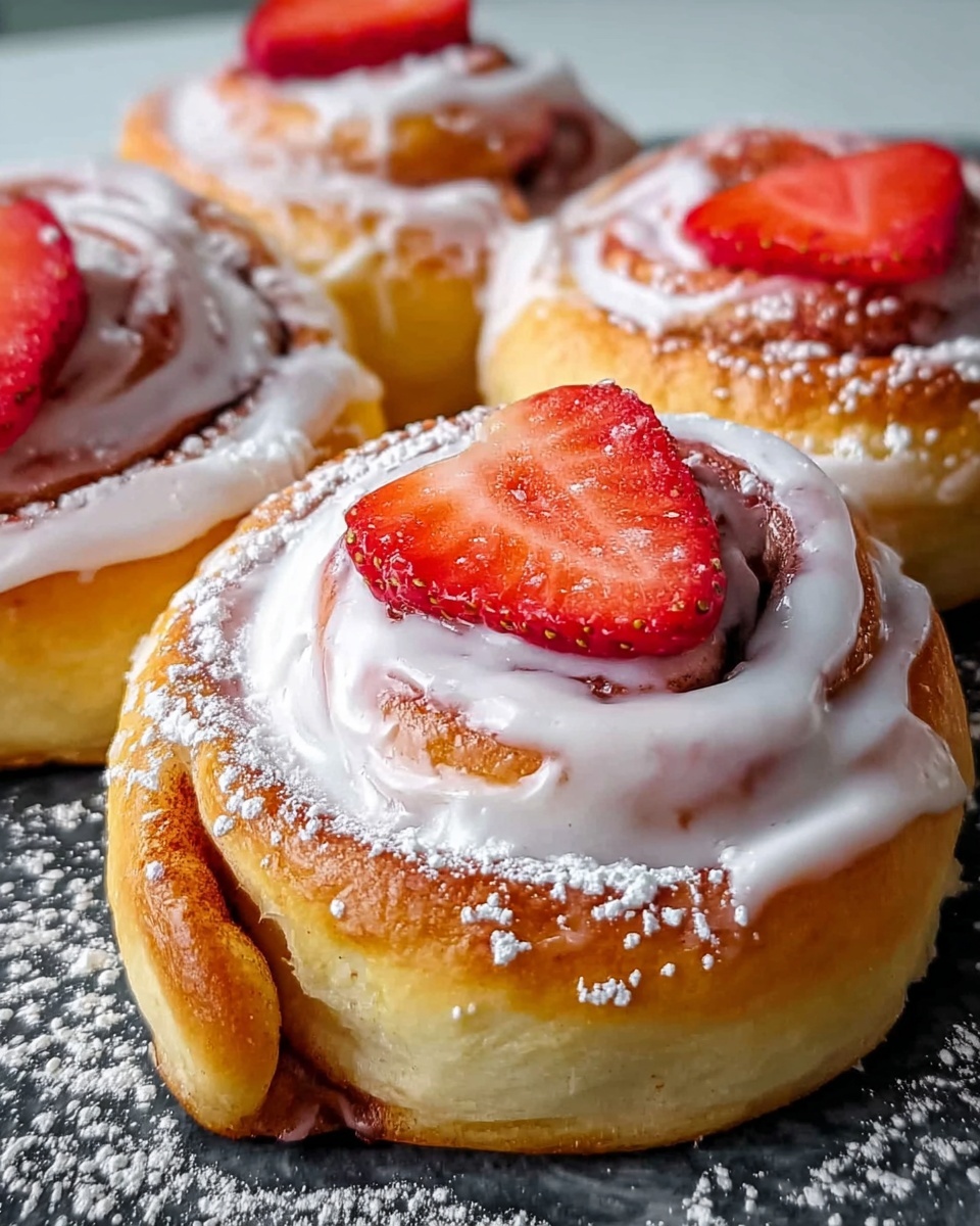 Strawberry and Cream Cinnamon Rolls with Strawberry Filling Recipe - Recipe Image