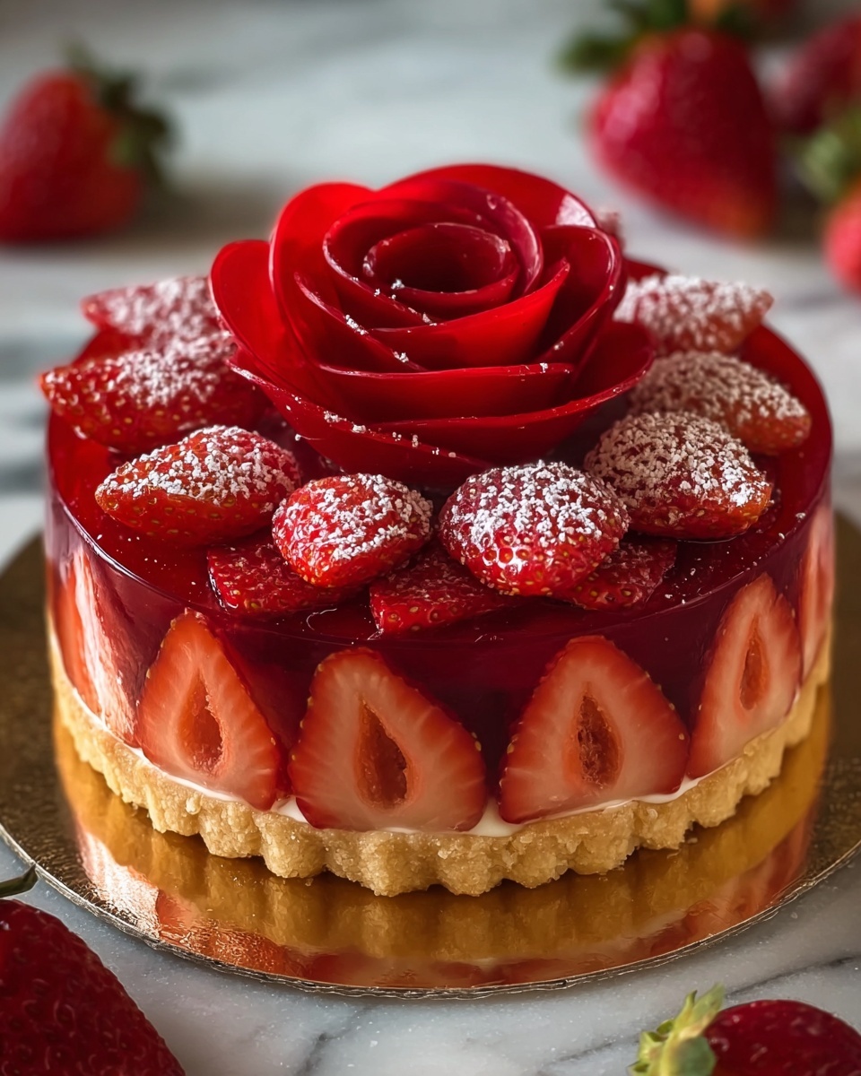 Strawberry Rose Tart with Custard Cream Recipe - Recipe Image