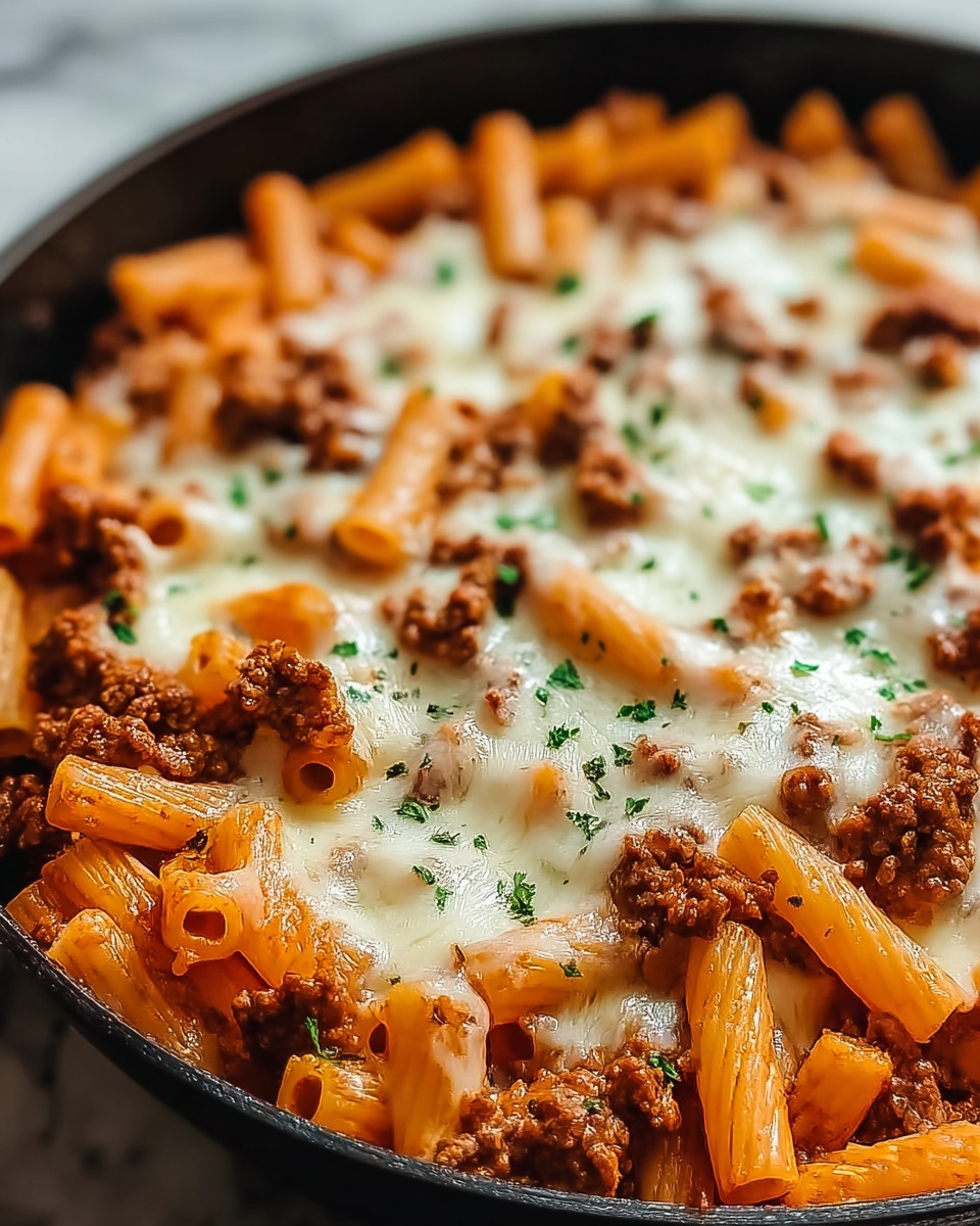 Cheesy Ground Beef Pasta Skillet Recipe - Recipe Image