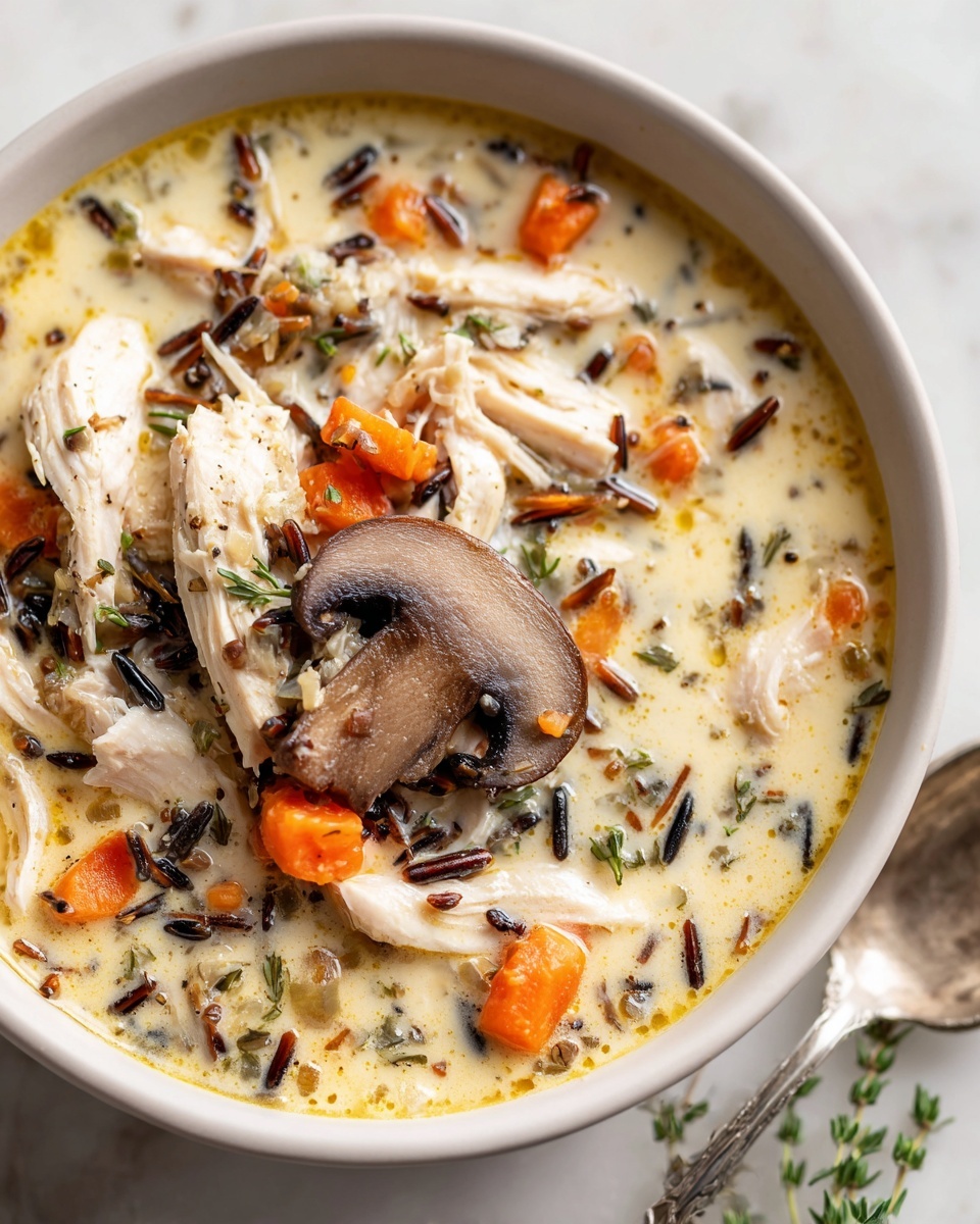 Creamy Mushroom Chicken and Wild Rice Soup Recipe - Recipe Image