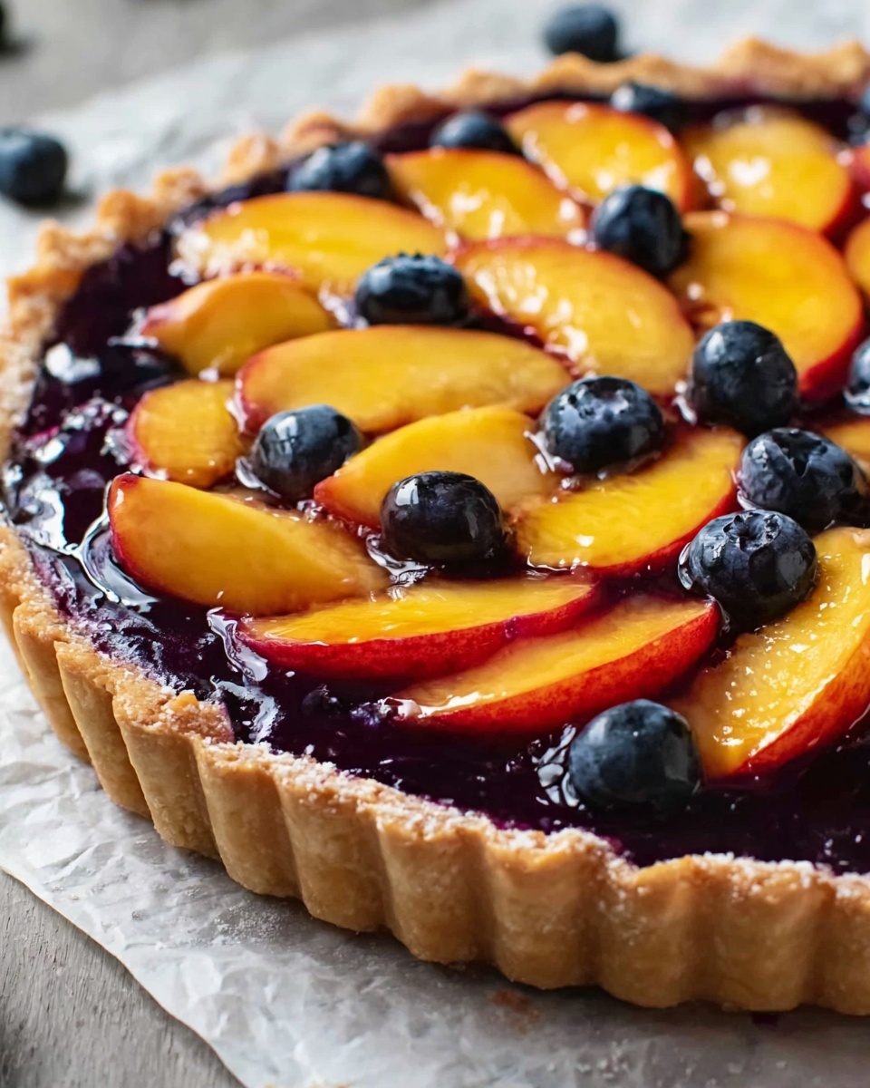 Easy Blueberry Peach Tart with Vanilla Glaze Recipe - Recipe Image