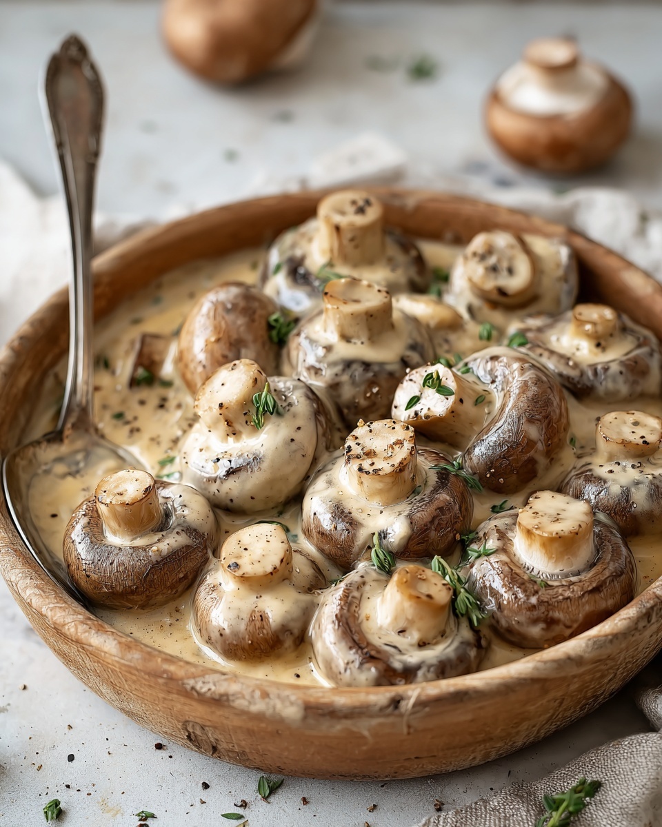 Creamy Garlic Butter Tuscan Mushrooms Recipe - Recipe Image