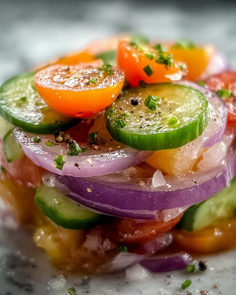 Fresh & Tangy Marinated Cucumber, Onion, and Tomato Salad Recipe